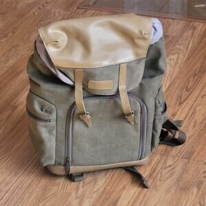 Vintage Style Tarion M02 14.5L Camera Backpack Leather Canvas Camera Bag